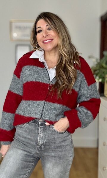 Rebeca rayas Burdeos Gris