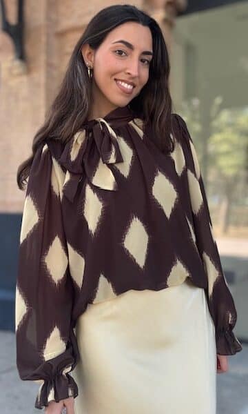 Blusa Lazada Estampado Marrón