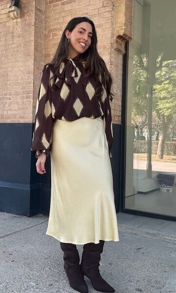 Falda Satinada Amarillo pastel