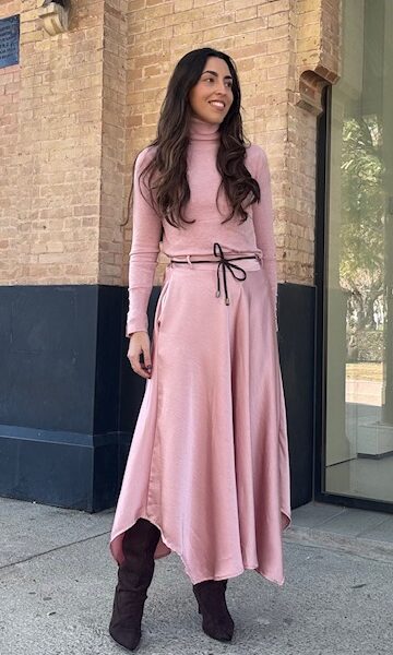 Falda Satinada Capa Rosa