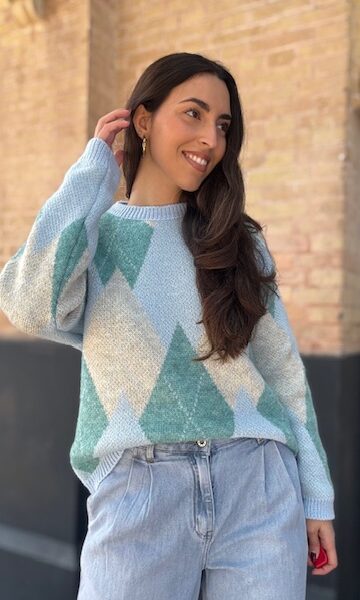 Jersey Rombos Azul Gris