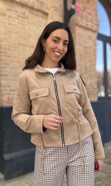 Chaqueta Bomber Antelina Camel