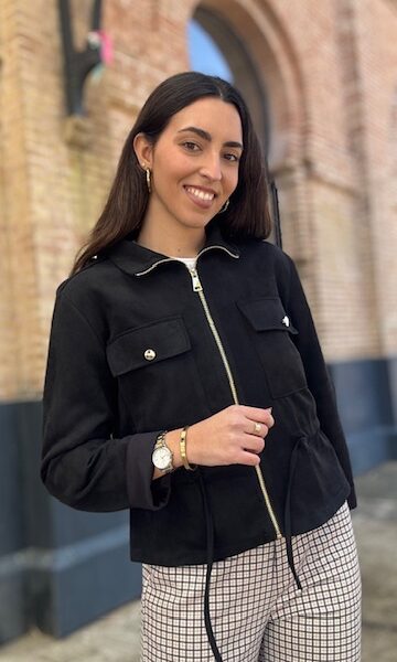 Chaqueta Bomber Antelina Negra