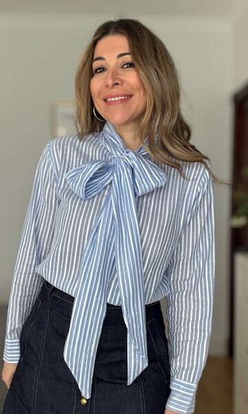 Blusa lazada rayas celeste