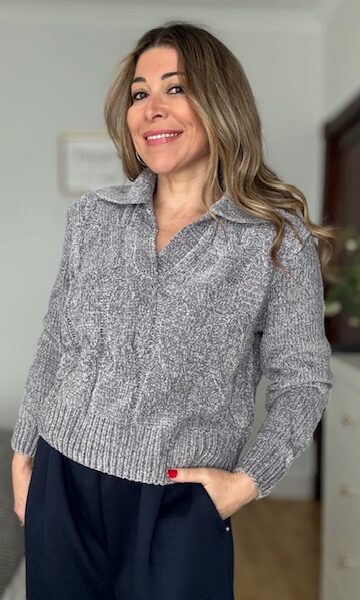 Jersey chenilla trenzado Gris