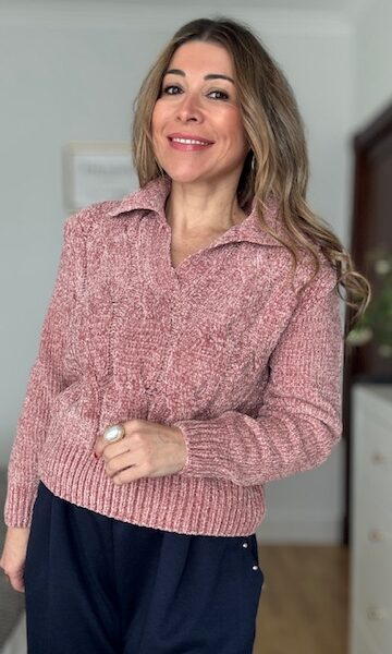 Jersey chenilla trenzado Rosa