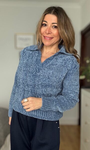 Jersey chenilla trenzado Azul