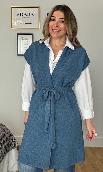 Chaleco punto largo Telma Azul