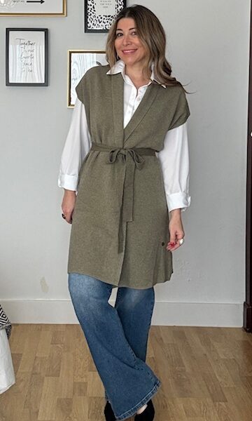 Chaleco punto largo Telma Verde Caza