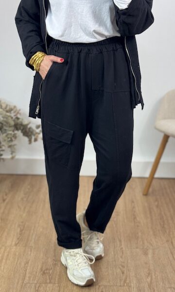 Pantalón deportivo algodón bolsillo Negro