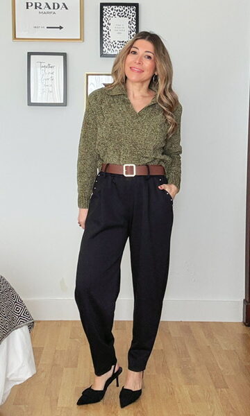 Pantalón tachas bolsillos negro