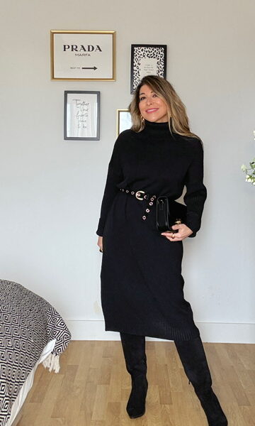 Vestido Midi Punto Negro