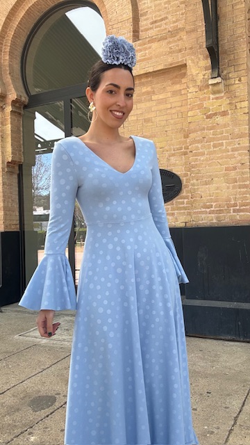 Vestido Flamenca Oroboy Lunares Celeste - Imagen 3