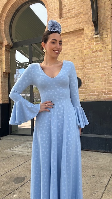 Vestido Flamenca Oroboy Lunares Celeste - Imagen 6