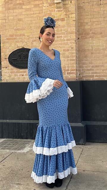 Vestido Flamenca Bulería Lunares Azul Ducado - Imagen 5