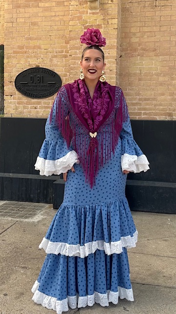 Vestido Flamenca Bulería Lunares Azul Ducado - Imagen 10