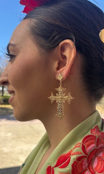 Pendientes flamenca Cruces doradas