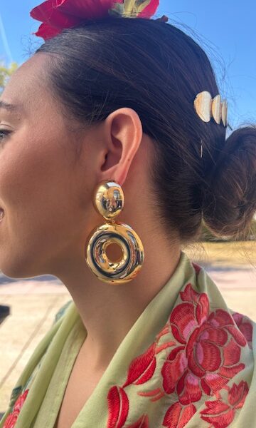 Pendientes flamenca tahona dorados