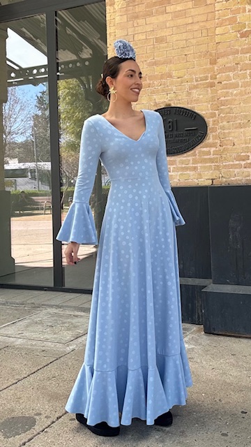 Vestido Flamenca Oroboy Lunares Celeste - Imagen 8