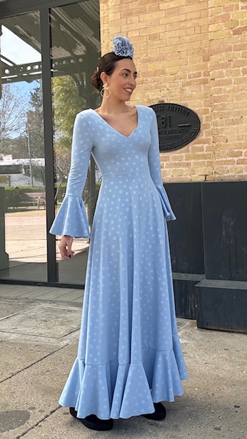 Vestido Flamenca Oroboy Lunares Celeste