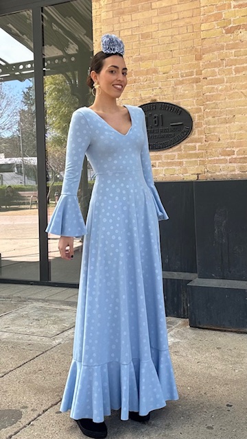 Vestido Flamenca Oroboy Lunares Celeste - Imagen 16