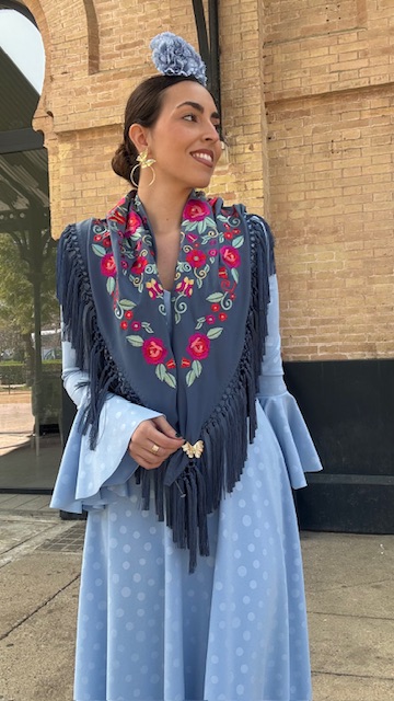 Vestido Flamenca Oroboy Lunares Celeste - Imagen 11