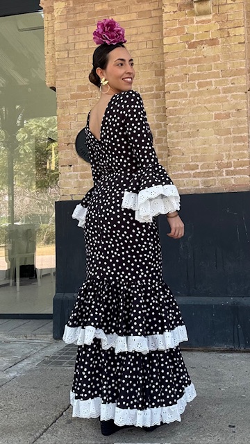 Vestido Flamenca Bulería Lunares Negro - Imagen 7