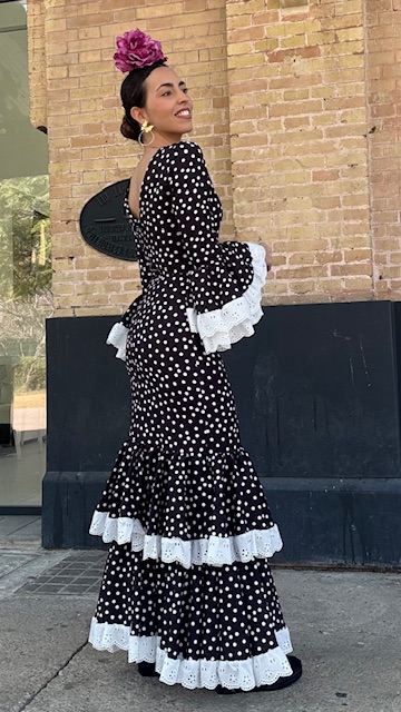 Vestido Flamenca Bulería Lunares Negro - Imagen 3