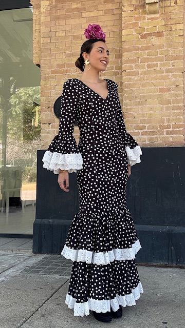 Vestido Flamenca Bulería Lunares Negro - Imagen 8