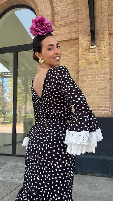 Vestido Flamenca Bulería Lunares Negro - Imagen 6