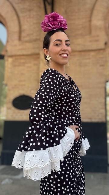 Vestido Flamenca Bulería Lunares Negro - Imagen 10