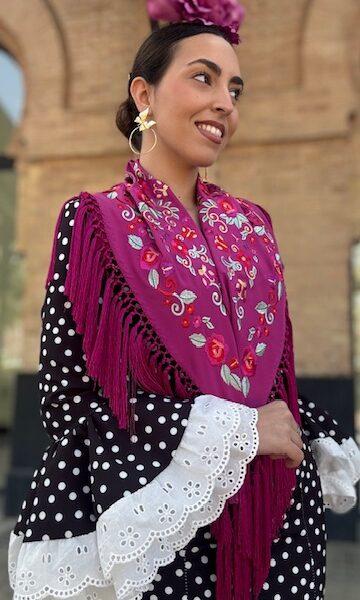 Mantón bordado cadete Tango buganvilla