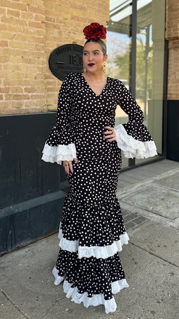 Vestido Flamenca Bulería Lunares Negro - Imagen 2