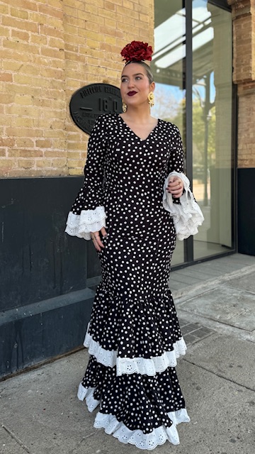 Vestido Flamenca Bulería Lunares Negro - Imagen 16