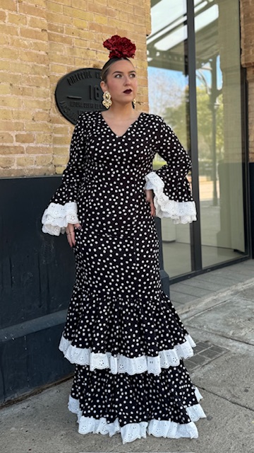 Vestido Flamenca Bulería Lunares Negro - Imagen 17