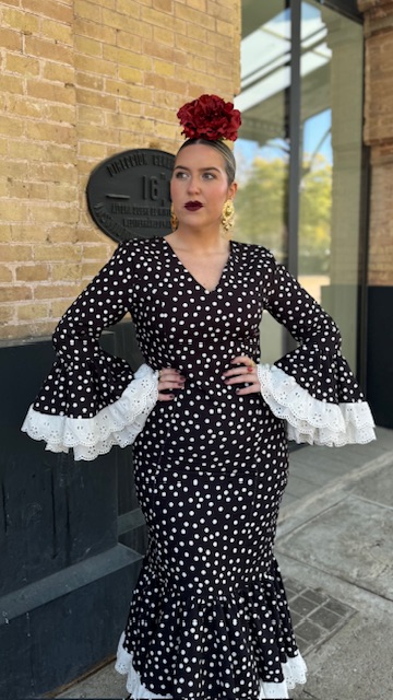 Vestido Flamenca Bulería Lunares Negro - Imagen 15