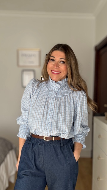 Blusa Simoneta Cuadritos Celeste - Imagen 10