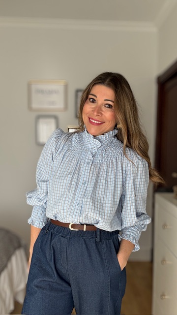 Blusa Simoneta Cuadritos Celeste - Imagen 9