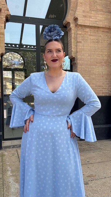 Vestido Flamenca Oroboy Lunares Celeste - Imagen 9