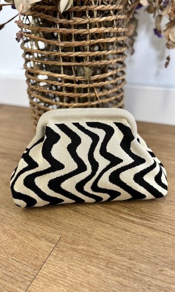 Bolso clutch cebra Beige Negro