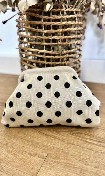Bolso clutch Lunares Beige
