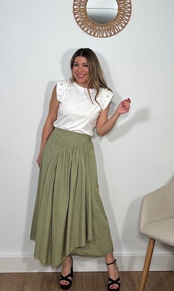 Falda popelín verde caza