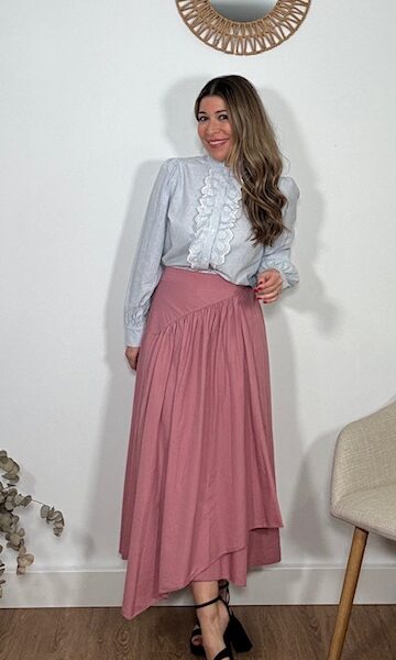 Falda popelín rosa empolvado