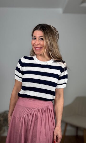 Jersey de rayas manga corta azul marino