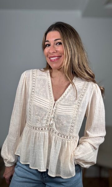 Blusa bordada Coachella Beige