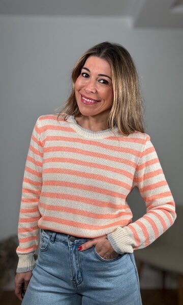 jersey punto hilo rayas mandarina