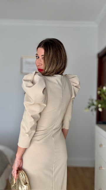 Vestido Invitada Genoveva Beige - Imagen 5