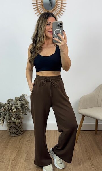 Pantalón deportivo algodón básico Marrón