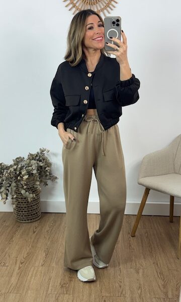 Pantalón deportivo algodón básico Camel