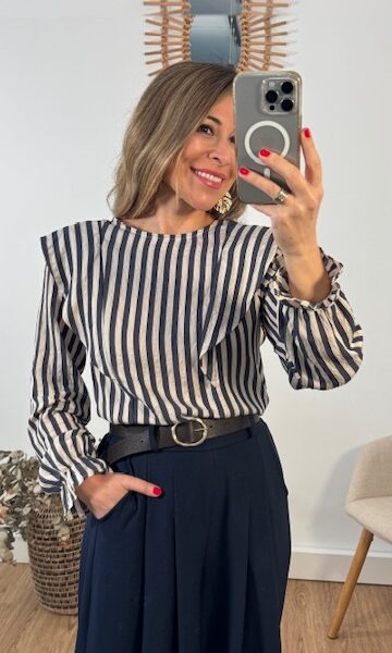 Blusa Rayas Camila Azul Marino Beige